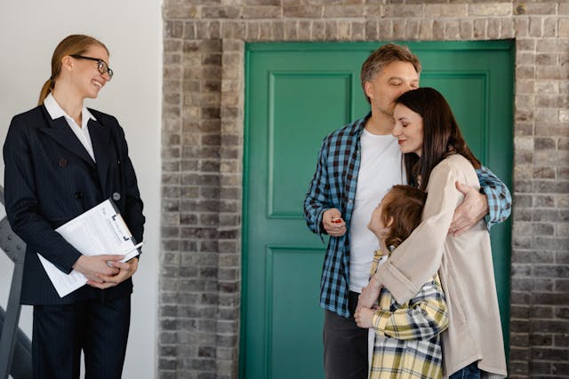 Property manager talking to tenants